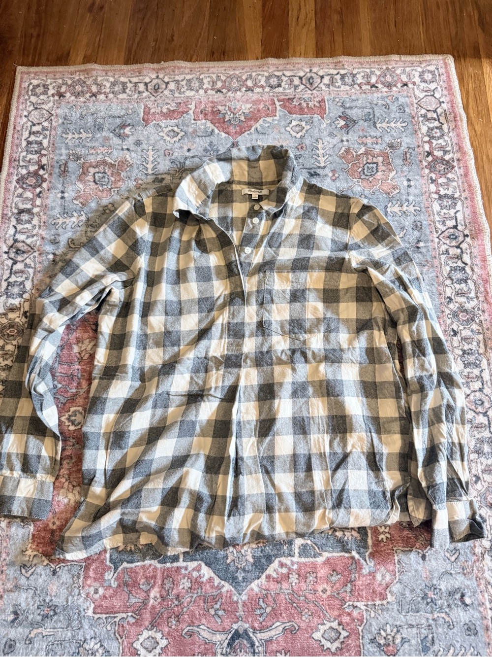 Madewell Women's Plaid Tunic - Gray and Cream